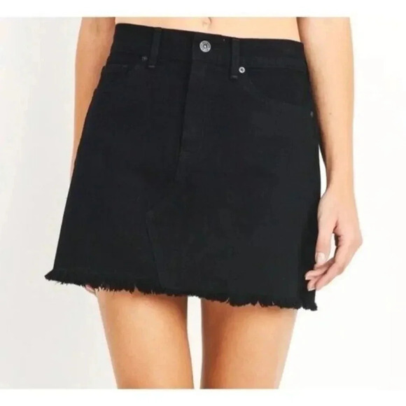 Just Black Denim Black Raw Hem Mini Skirt M - Picture 1 of 4
